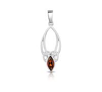 DTPsilver® Collier avec Pendentif en Argent Fin 925 - Noeud Celtique et Pierre Naturelle Semi-Précieuse - Avec ou Sans Chaîne - Maille Gourmette - Longueur réglable: 40 à 45 cms