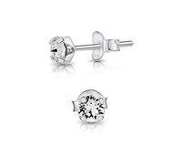 DTPsilver - * MINI * Boucles d'oreilles/Clous en Argent Fin 925 et Cristaux de Swarovski® Elements Ronds - Diamètre: 4 mm - Couleur: Cristal Clair