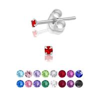 DTPsilver® MINI/Minuscules Boucles d'Oreilles/Clous en Argent Fin 925 et Cristaux de Swarovski® Elements Ronds - Diamètre: 2 mm