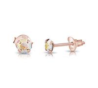 DTPsilver® Mini/Petites Boucles d'Oreilles/Clous en Argent Fin 925 Plaqué Or Rose et Cristaux de Swarovski® Elements Ronds - Diamètre: 4 mm