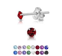 DTPsilver® MINI/Très Petites Boucles d'Oreilles/Clous en Argent Fin 925 et Cristaux de Swarovski® Elements Ronds - Diamètre: 3 mm