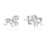DTPsilver® Petits Clous/Puces d'Oreilles en Argent Fin 925, Plaqué Or Jaune ou Or Rose - Petite Licorne - Dimension: 11 x 7 mm