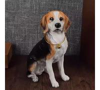 DTREEL Sculpture complète de simulation de chien, modèle réaliste de statue de chien, figurine d'animal moderne en résine pour la maison, le salon, l'extérieur, le jardin (Beagle 19 cm)