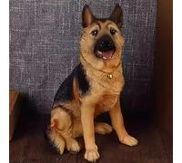 DTREEL Sculpture complète de simulation de chien, modèle réaliste de statue de chien, figurine d'animal moderne en résine pour la maison, le salon, l'extérieur, le jardin (berger allemand, 21 cm)