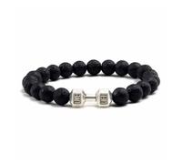 DTREELS Bracelet en pierre de lave noire, bracelet en perles œil de tigre pour homme, bracelet élastique en pierre naturelle, bracelets réglables pour homme, cadeaux d'anniversaire pour fils, petit