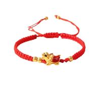 DTREELS Bracelet tissé avec dragon du zodiaque du Nouvel An 2024, bracelet avec symbole du zodiaque chinois, chaîne réglable, bijoux de bon augure, bracelet porte-bonheur pour femme, onesize, Alliage