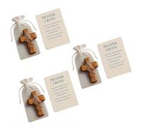 DTREELS Carte de prière en bois fabriquée à la main avec croix de confort en bois, prière avec les deux mains, maille croisée avec gaze, cadeau pour cadeau chrétien, pratique spirituelle personnelle