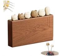 DTREELS Lot de 6 fourchettes à fruits avec poignée en forme de chat, avec base en bois, en acier inoxydable, pour fruits, apéritif, charcuterie, fromage, gâteau, salade, fête, maison, restaurant