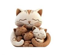 DTREELS Sculpture en bois d'un couple de chats, figurine créative de chat, décoration de bureau plate 2D avec ornement romantique pour la Saint-Valentin, la maison et le bureau, cadeau unique pour les