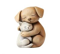 DTREELS Sculpture en bois d'un couple de chats, figurine créative de chat, décoration de bureau plate 2D avec ornement romantique pour la Saint-Valentin, la maison et le bureau, cadeau unique pour les