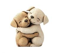 DTREELS Sculpture en bois d'un couple de chats, figurine créative de chat, décoration de bureau plate 2D avec ornement romantique pour la Saint-Valentin, la maison et le bureau, cadeau unique pour les