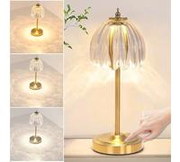 DTSDWA Lampe de table sans fil LED à intensité variable avec interrupteur tactile 5000 mAh - Lampe de chevet vintage en verre - Rechargeable par USB - Pour chambre à coucher, salon, restaurant, bar
