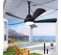 DTSDWA Ventilateur de plafond d'extérieur avec éclairage IP65 étanche lampe avec ventilateur silencieux à intensité variable avec télécommande pour jardin, terrasse, intérieur et extérieur