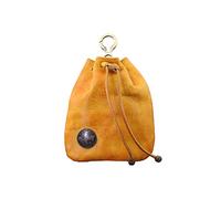 DTSFHTDAL Petit porte-monnaie en cuir véritable avec cordon de serrage pour homme et femme, Brun jaunâtre, Tendance