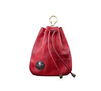 DTSFHTDAL Petit porte-monnaie en cuir véritable avec cordon de serrage pour homme et femme, Rouge, Tendance