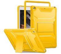 DTTO Coque pour iPad 9e/8e/7e génération 10,2" 2021/2020/2019, protecteur d'écran intégré, coque de protection intégrale durable antichoc avec béquille pour iPad 10,2", jaune