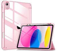 DTTOCASE Coque pour iPad 10e génération 2022, 10,9 po avec Dos Transparent et Cadre en TPU résistant aux Chocs [Porte-Crayon intégré, Prend en Charge la Mise en Veille/réveil Automatique] - Rose
