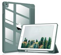 DTTOCASE Coque pour iPad 5e/6e génération 9,7" (2018/2017), coque arrière transparente résistante aux chocs [porte-crayon intégré, mise en veille/réveil automatique] pour iPad 5/6 - Vert