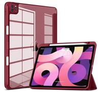 DTTOCASE Étui pour iPad Pro 11" 4e/3e/2e/1ère génération, iPad Air 11"/5e/4e génération, porte-crayon, mise en veille/réveil automatique, protection de l'appareil photo, rouge bordeaux