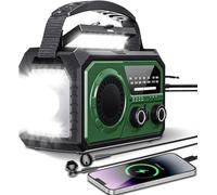 DTUB-16000 Radio Solaire D'Urgence,Ra Dio Portative Manivelle,Am/Fm Radio Solaire Avec Boussole,Chargeur De Téléphone Usb,Lampe De Poch,Alarme Sos Pour Camping En Plein Air Randonnée (Vert Armée)