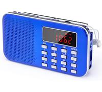 DTUB-J-908 Poste Radio Portable Am/Fm,Petite Radio Portable Rechargeable Avec Batterie Rechargeable De 1200Mah,Transistorradio Avec Éclairage De Secours,Mini Usb/Sd/Aux (Bleu)