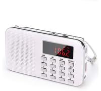 DTUB-J-908 Poste Radio Portable Am/Fm,Petite Radio Portable Rechargeable Avec Batterie Rechargeable De 1200Mah,Transistorradio Avec Éclairage De Secours,Mini Usb/Sd/Aux (Blanc)