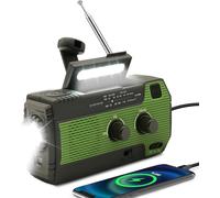 DTUB-La Radio D'Urgence Solaire Avec Manivelle Dispose D'Une Lampe De Poche Led,D'Une Alarme Sos,D'Une Radio Météo Am/Fm Et D'Une Batterie De 4000 Mah Pour L'Alimentation De Secours Des(Vert)