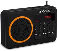 DTUB-Mooov 477204 Petite Radio Portable Fm Avec Batterie Rechargeable - Poste Transistor Radio Réception Fm,Port Usb,Lecteur Carte Micro Sd - Noir / Orange