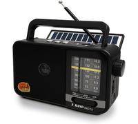 DTUB-Poste Radio Portable Avec Panneau Solaire & Batterie 1200Mah,Récepteur Am/Fm/Sw Avec 8W Haut-Parleur/Tws/Usb/Tf,Transistor Radio A Pile Luetooth Pour Camping,Urgences Et Extérieures (Noir)