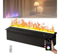 DTUcacochymic Cheminée électrique à Vapeur d'eau avec Effet de Flamme 3D Ultra-réaliste, 128 Options de Couleurs réglables, écran Tactile et télécommande, Remplissage d'eau Automatique, Acier i