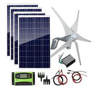 DTUcacochymic Kit éolienne de panneau solaire 800 W 12 V 24 V : générateur 400 W + 4 panneaux en polyéthylène 100 W + accessoires pour maison de cabine RV système hors réseau