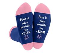 DTUIEUI Cadeau Atsem D'école Fin D'année,Cadeau Atsem Noel,Merci Atsem Cadeau Maitre Décole,Cadeau Remerciement,Cadeaux Maitresse Décole,Chaussettes Atsem,Cadeau Professeur Institutrice Maitresse