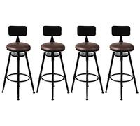 DTUQYX Lot de 4 tabourets de bar - Style industriel rétro - Hauteur réglable - Avec dossier - Rotation à 360° - Charge maximale : 200 kg