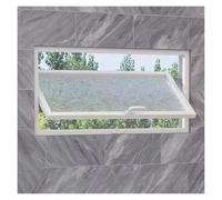 DTVEW Lucarne Ouverture Vasistas en Aluminium Fenêtre Verre Trempé Pivotante À 360° Avec Poignées, pour Salle de Bain, Cuisine, Salon Fenêtres pour Maisons(White,60x60cm(24x24in))