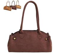 DTVKTZ Faux Suede Shouler Bag for Women Brown Purse Fall Trendy Tote Purse Bowler bag Top Handle Designer Hobo Handbag (Coffee)