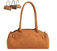 DTVKTZ Faux Suede Shouler Bag for Women Brown Purse Fall Trendy Tote Purse Bowler bag Top Handle Designer Hobo Handbag (Brown)