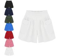 DTVKTZ Primarilyx Women’s Summer Shorts, Women Beach Casual Hot Shorts with Elastic Waistband and Pockets (White,M)