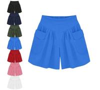 DTVKTZ Primarilyx Women’s Summer Shorts, Women Beach Casual Hot Shorts with Elastic Waistband and Pockets (Blue,3TG)
