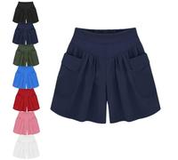 DTVKTZ Primarilyx Women’s Summer Shorts, Women Beach Casual Hot Shorts with Elastic Waistband and Pockets (Dark Blue,TTG)
