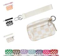 DTVKTZ The Iris' Wallet 2nd Gen The Iris Wallet The Pouch Wristlet Zip Card Case with ID Window Women's Waterproof Nylon Keychain Wallets (Beige)