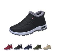 DTVKTZ Womens Winter Snow Boots Warm Sheepskin-Lined Orthopedic Shoes Slip on Ankle Sneakers with Arch Support Outdoor Slip On Hiking Short Boots (Black,39)