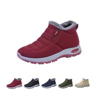 DTVKTZ Womens Winter Snow Boots Warm Sheepskin-Lined Orthopedic Shoes Slip on Ankle Sneakers with Arch Support Outdoor Slip On Hiking Short Boots (Red,36)