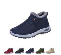 DTVKTZ Womens Winter Snow Boots Warm Sheepskin-Lined Orthopedic Shoes Slip on Ankle Sneakers with Arch Support Outdoor Slip On Hiking Short Boots (Blue,41)