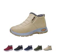 DTVKTZ Womens Winter Snow Boots Warm Sheepskin-Lined Orthopedic Shoes Slip on Ankle Sneakers with Arch Support Outdoor Slip On Hiking Short Boots (Khaki,40)