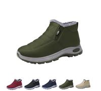 DTVKTZ Womens Winter Snow Boots Warm Sheepskin-Lined Orthopedic Shoes Slip on Ankle Sneakers with Arch Support Outdoor Slip On Hiking Short Boots (Green,36)