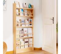 DTWEFF Étagère de Rangement derrière la Porte, étagère en Bois à 3/4/5/6 Niveaux, Organiseur Mural Peu encombrant for Livres, Chambre, Salon, Bureau(70x143cm/27.6x56.3in/5Tier)
