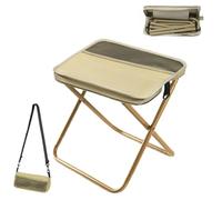 DTWEFF Foldable Backpack Stool, Zipper Folding Stool, Portable Folding Stool with Carry Bag, Portable Small Fishing Chair with Adjustable Strap for Outdoor Picnic Hiking Fishing(Khaki,L)