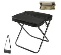 DTWEFF Foldable Backpack Stool, Zipper Folding Stool, Portable Folding Stool with Carry Bag, Portable Small Fishing Chair with Adjustable Strap for Outdoor Picnic Hiking Fishing(Black,L)