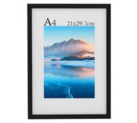 DTXDTech Cadre photo A4-21 x 29.7 cm - En bois - Noir - Avec passe-partout - Pour certificat et certificat - Pour décoration de table - Cadre noir