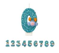 DTXLX Bougies anniversaire numéro 0 crabe bleu 3D paillettes gâteau | Bougies d'anniversaire en forme de crabe et chiffre 0, 3D bleu avec paillettes, pour décoration de gâteau